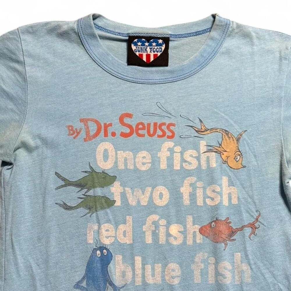 Junk Food Dr. Seuss One Fish Two Fish Red Fish Blue Fish Graphic T-Shirt